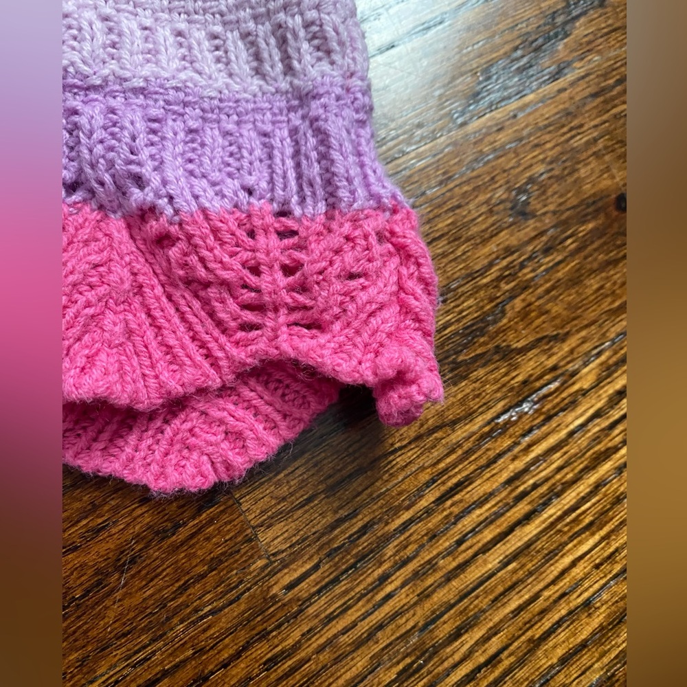 toddler girl 4T scalloped edge crochet knit top pastel stripes cotton blend tank - Picture 8 of 11